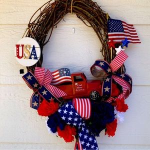 Colorful Patriotic door wreath